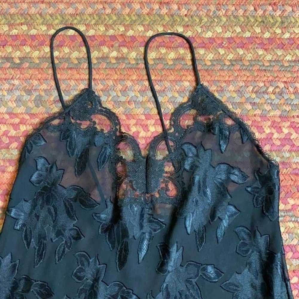 VTG BLACK FLORAL LINGERIE SLIP DRESS - image 2