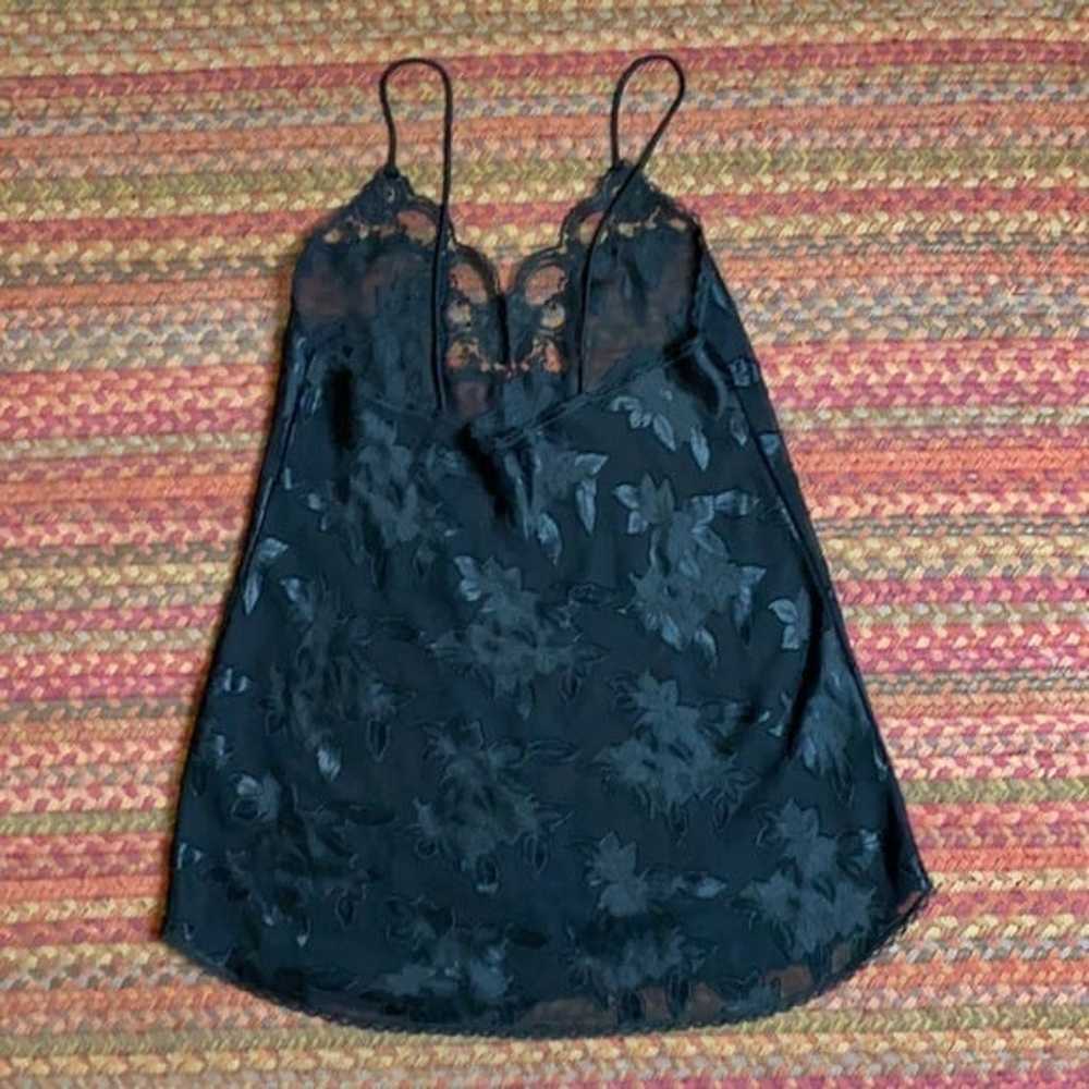 VTG BLACK FLORAL LINGERIE SLIP DRESS - image 5