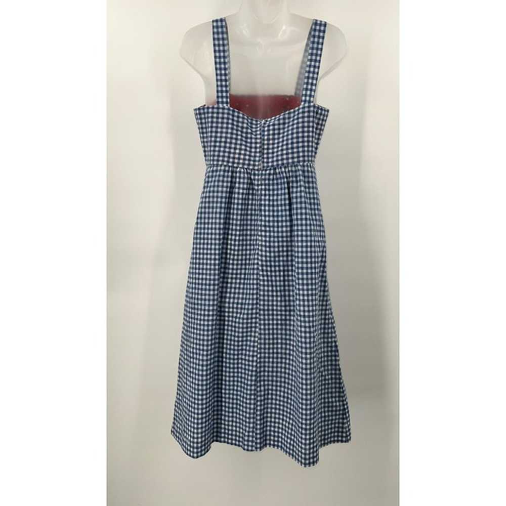 70s Lanz Midi Dress Blue White Seersucker Checker… - image 2