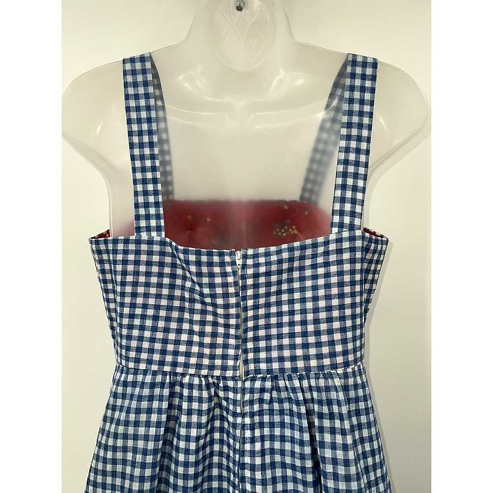 70s Lanz Midi Dress Blue White Seersucker Checker… - image 5