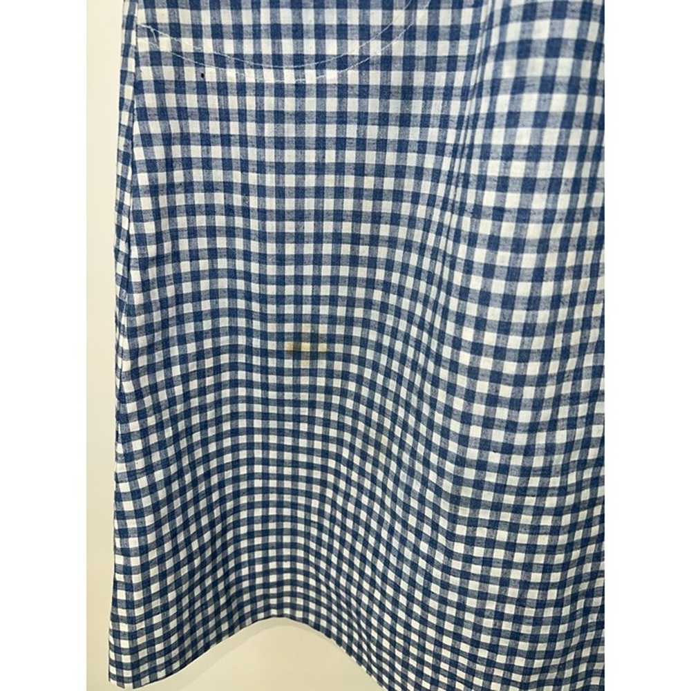 70s Lanz Midi Dress Blue White Seersucker Checker… - image 6