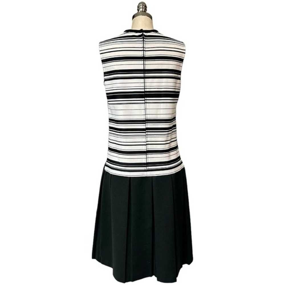 Vintage 70s Drop Waist Sleeveless Striped Dress -… - image 3