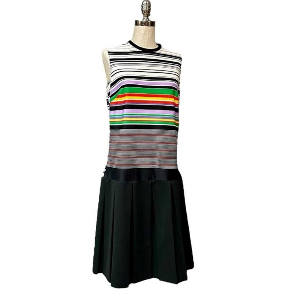 Vintage 70s Drop Waist Sleeveless Striped Dress -… - image 7