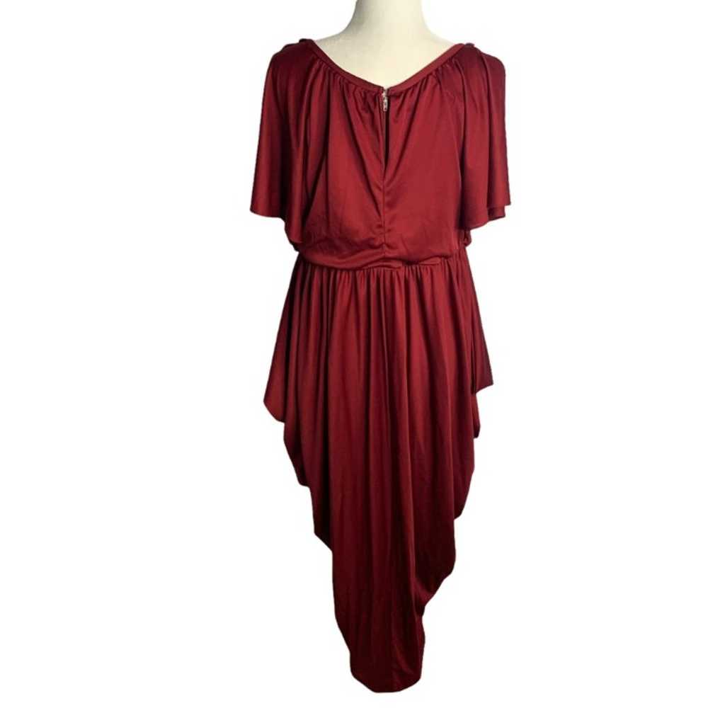 Vintage 70s Flutter Sleeve Cocoon Dress M Maroon … - image 6