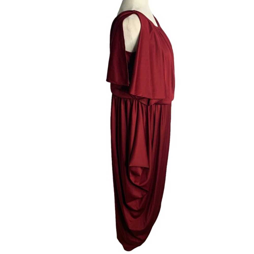 Vintage 70s Flutter Sleeve Cocoon Dress M Maroon … - image 8