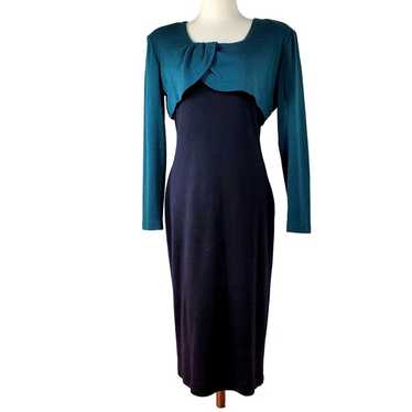 90s Neil Martin Wool Knit Sheath Dress Faux Boler… - image 1