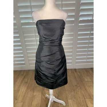 Vintage Y2K Black Ruched Mini Sheath Dress M Cockt