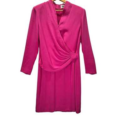 Helga 80s Vintage Fuchsia Pink Draped Long Sleeve 