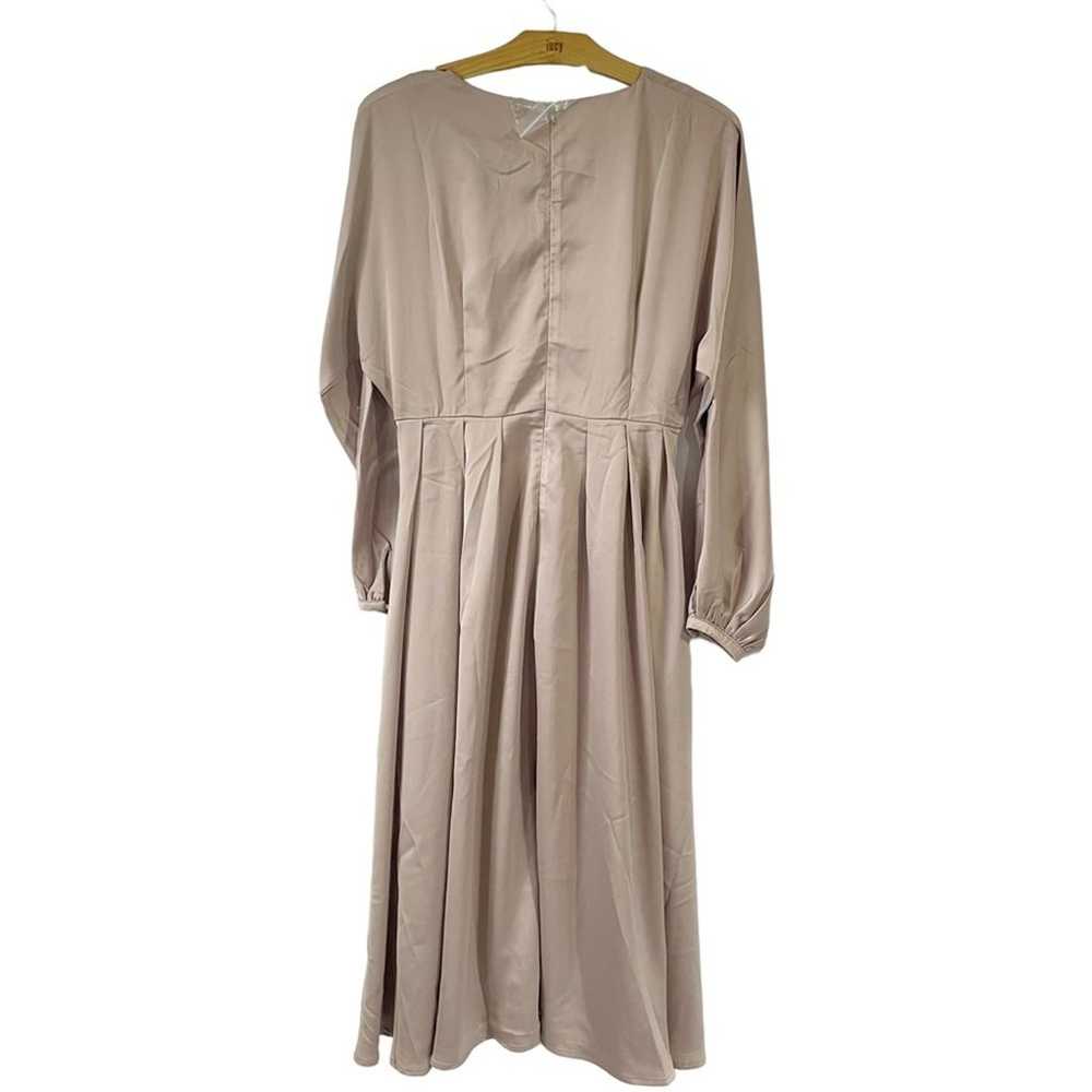 OPT Women Medium Taupe Silky MIDI Dress Low Cut B… - image 8