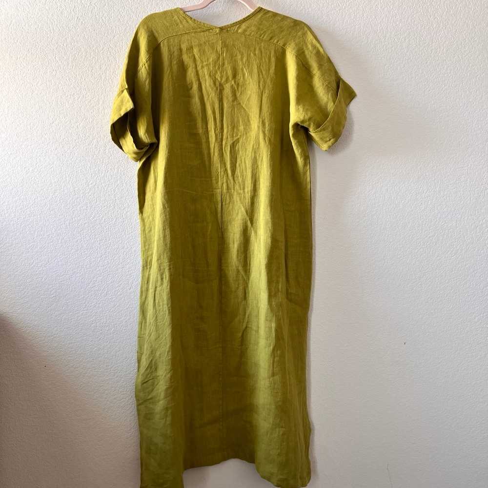 Francesca Bettini Green 100% Linen Shirt Midi Dre… - image 2