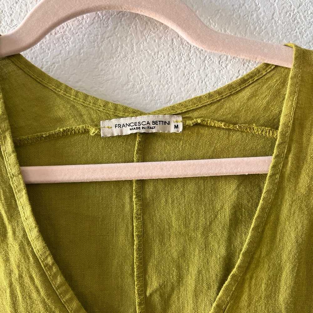 Francesca Bettini Green 100% Linen Shirt Midi Dre… - image 4