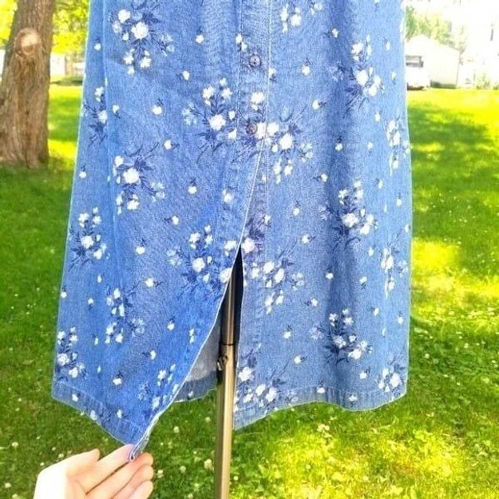 Vintage 90s y2k Robbie Bee Floral Denim Shirtdress - image 4