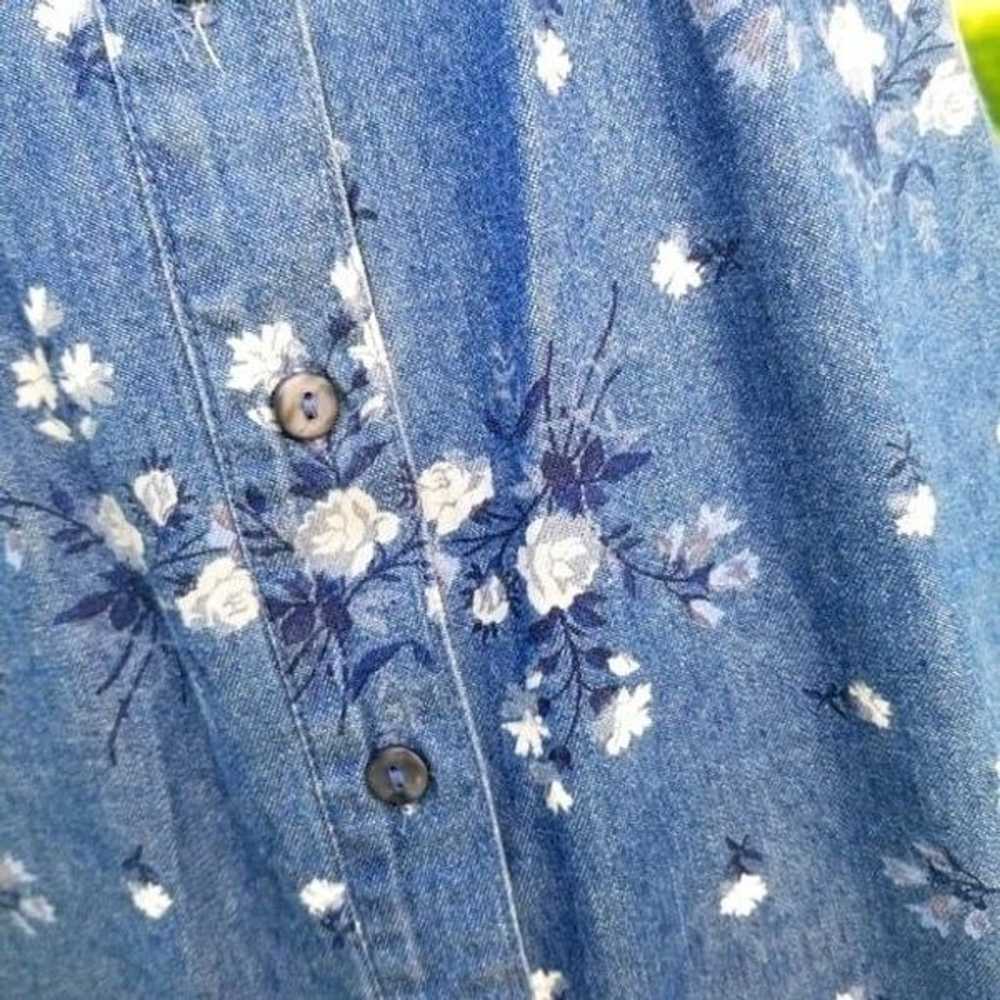 Vintage 90s y2k Robbie Bee Floral Denim Shirtdress - image 5