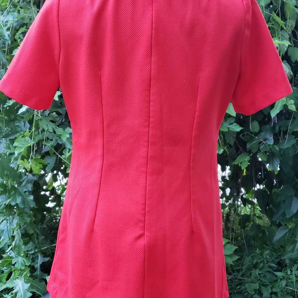 Vintage! 1950s-1960s cherry red shirtdress mid ce… - image 2