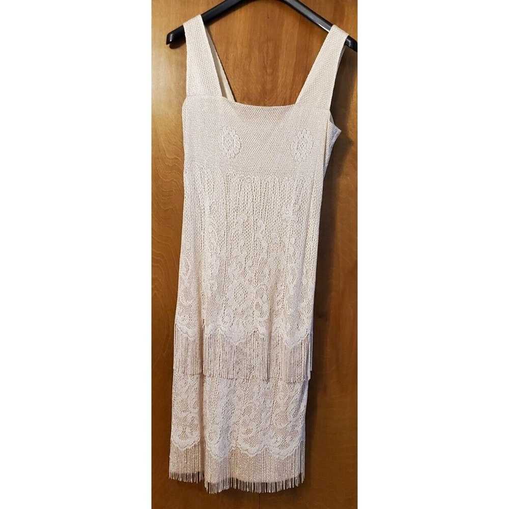 Gorgeous Vintage Damianou Beige Fringed Slip Dres… - image 1