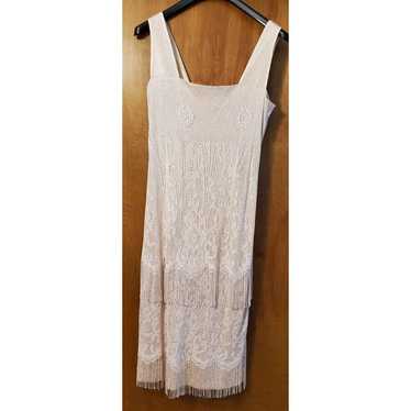 Gorgeous Vintage Damianou Beige Fringed Slip Dres… - image 1