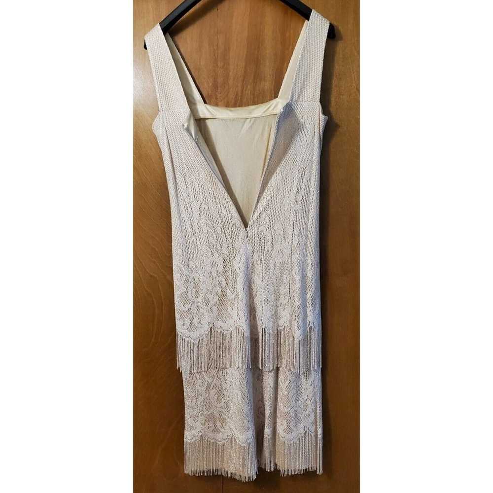 Gorgeous Vintage Damianou Beige Fringed Slip Dres… - image 3