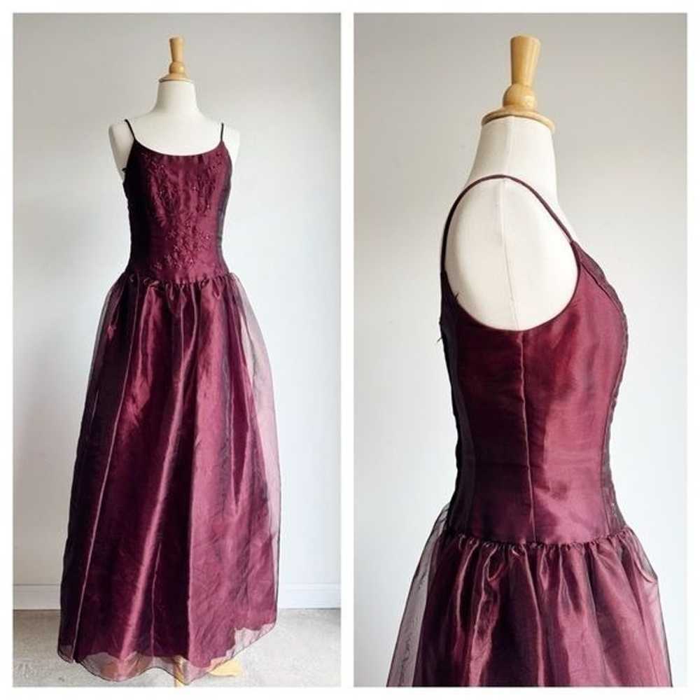 VINTAGE MCCLINTOCK | Burgundy Organza Prom Dress … - image 1