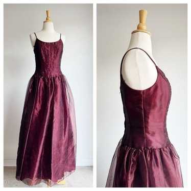 VINTAGE MCCLINTOCK | Burgundy Organza Prom Dress … - image 1