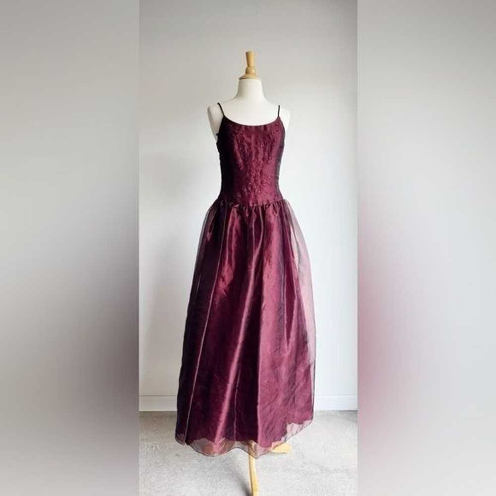 VINTAGE MCCLINTOCK | Burgundy Organza Prom Dress … - image 3