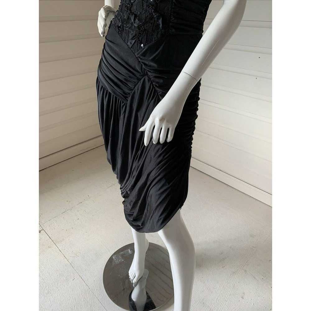 Vintage 80s Black Ruched Gathered Off The Shoulde… - image 10