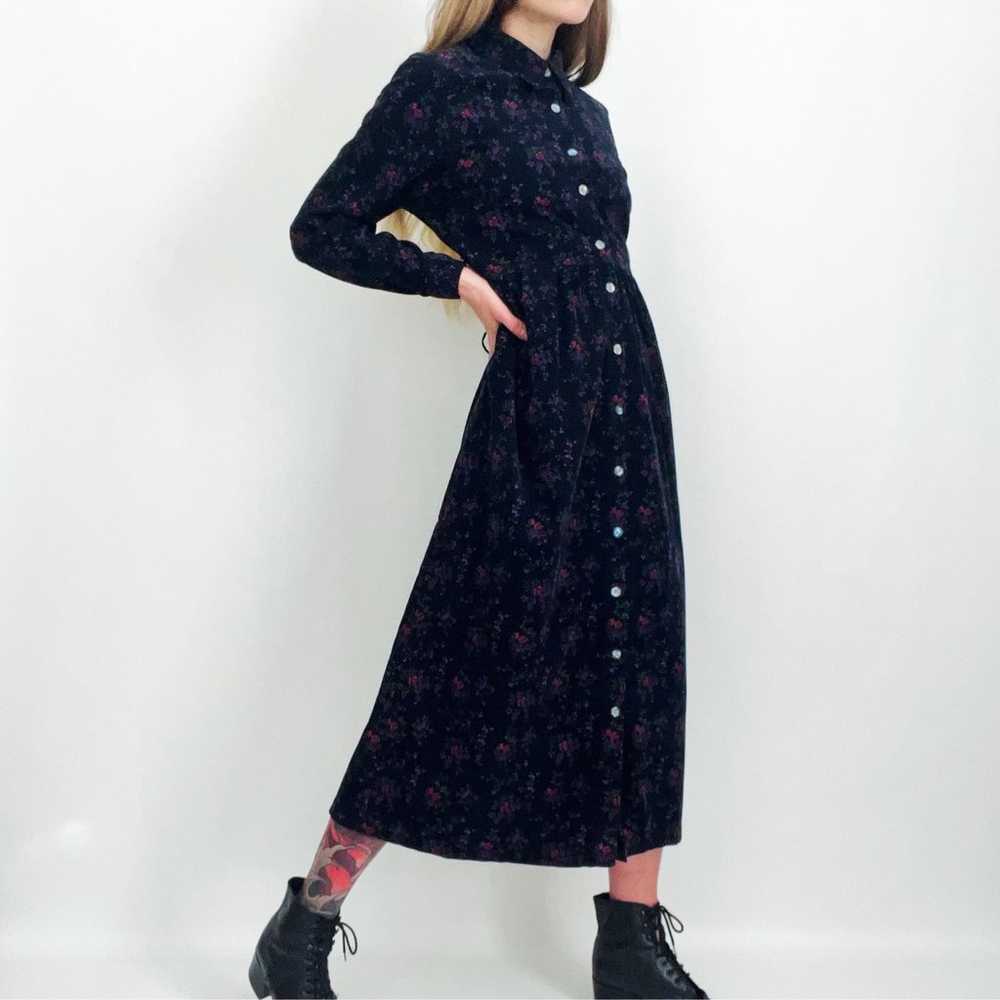 Vintage Botanical Button-Front Corduroy Dress - image 5