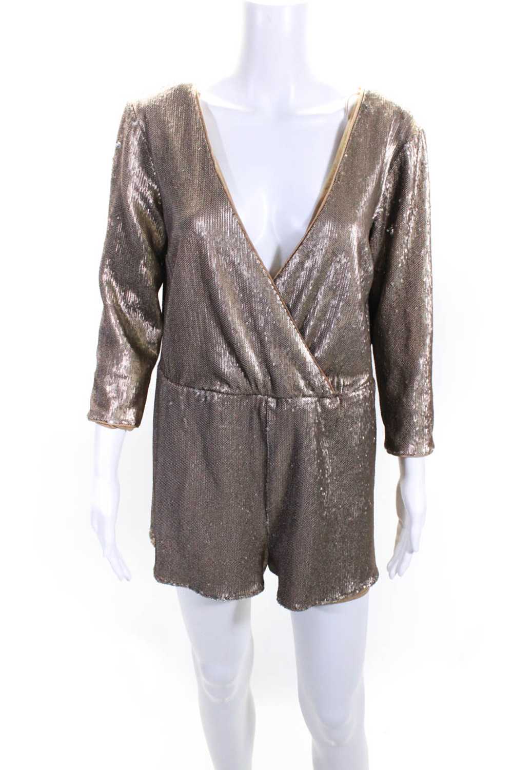 Ali & Jay Womens Gold Gold Sequin Romper Size 6 1… - image 1