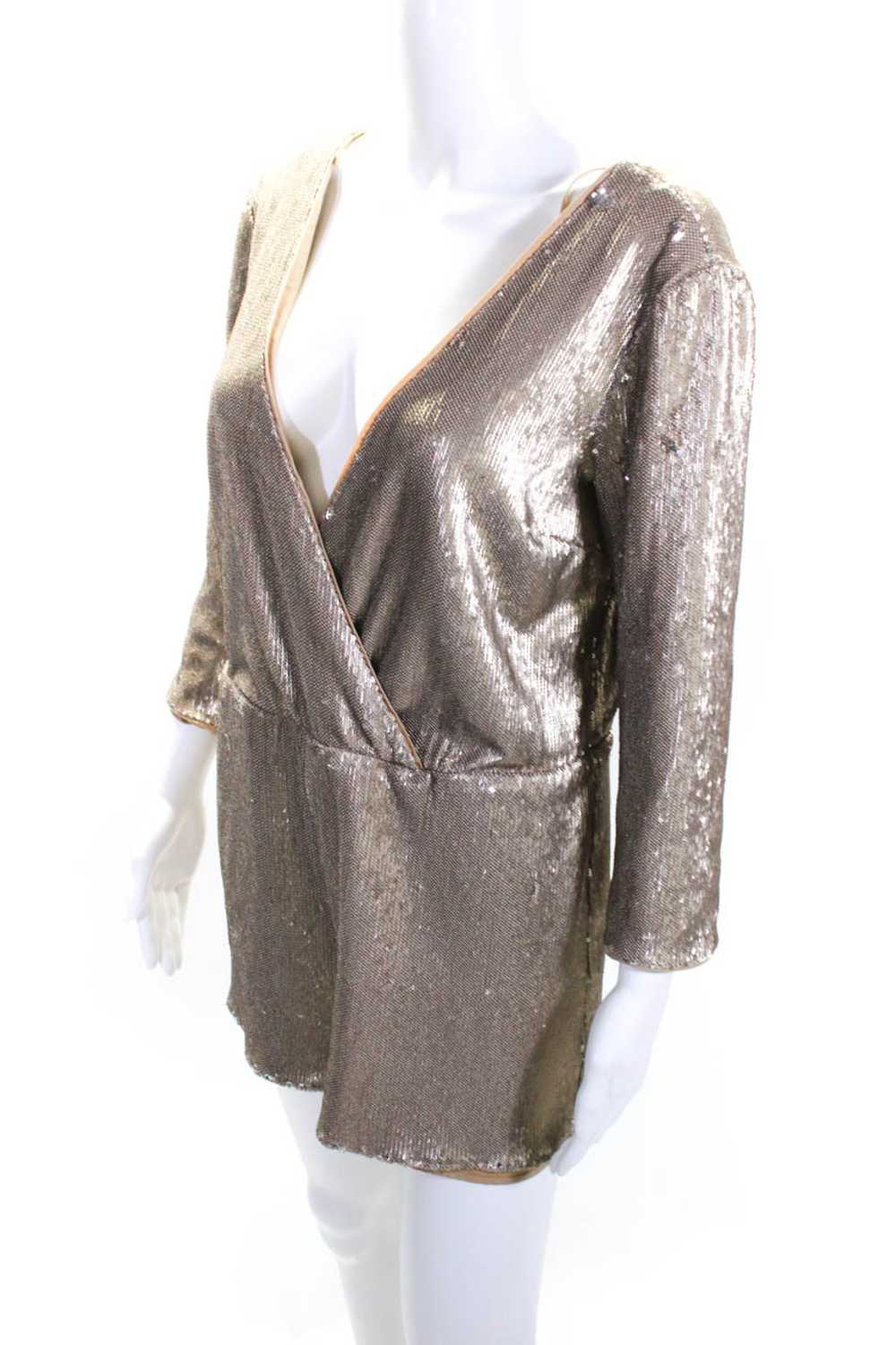 Ali & Jay Womens Gold Gold Sequin Romper Size 6 1… - image 2