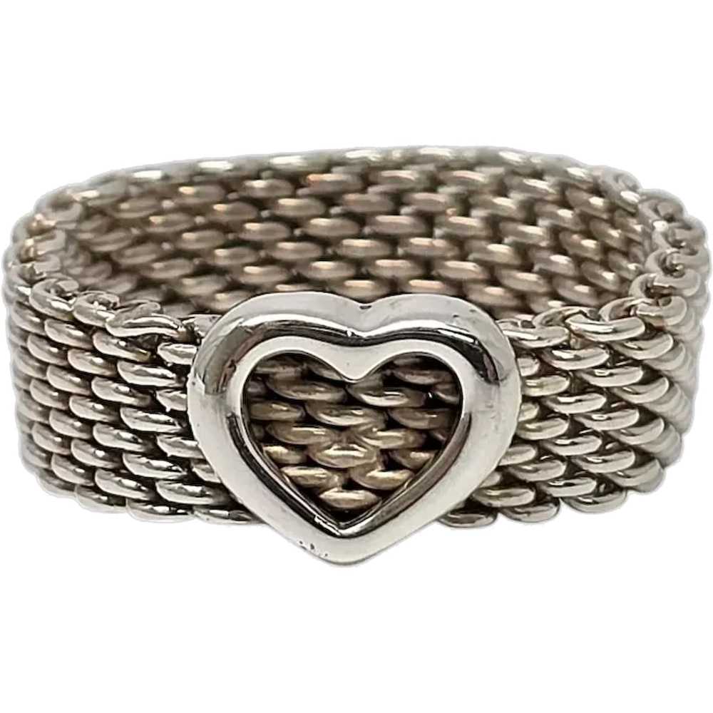 Tiffany & Co Somerset Sterling Silver Heart Mesh … - image 1