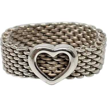 Tiffany & Co Somerset Sterling Silver Heart Mesh … - image 1