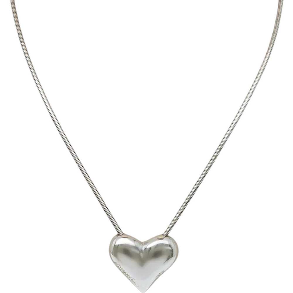 Tiffany & Co Sterling Silver Puffy Heart Pendant … - image 1