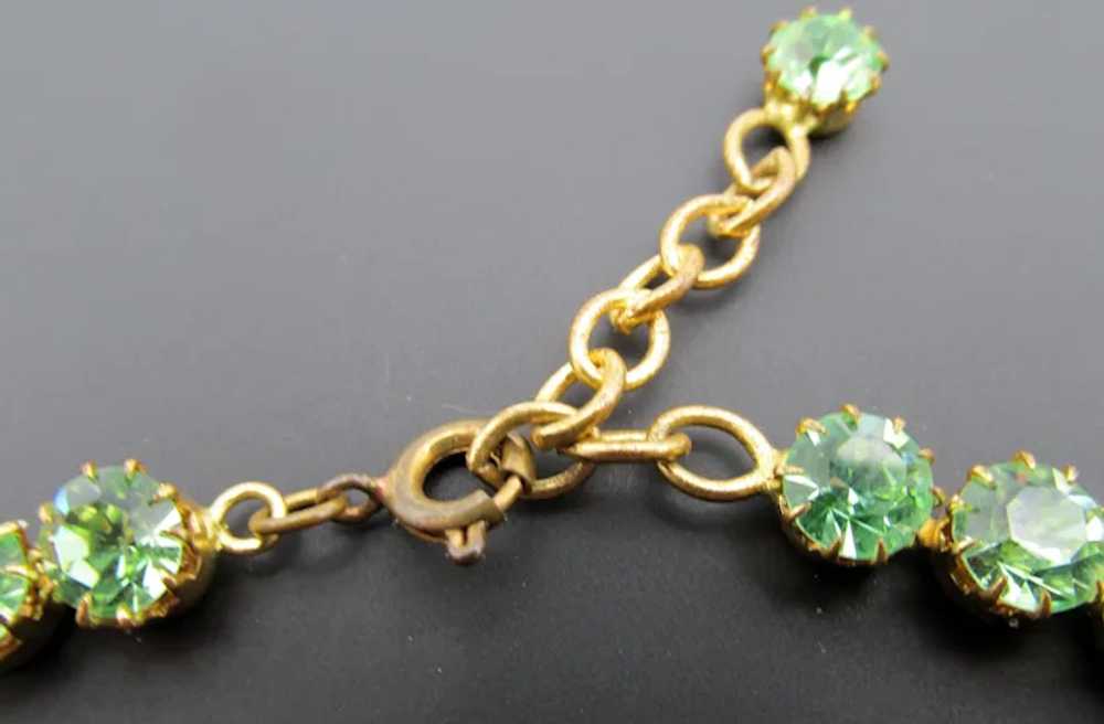 Vintage Green Emerald Cut Rhinestones on Riviere … - image 4