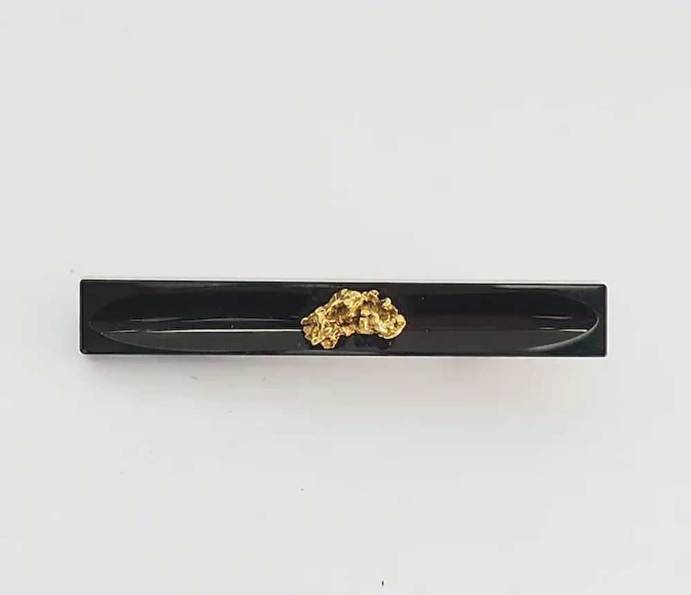 Antique 19th century onyx bar pin with 18k gold n… - image 2