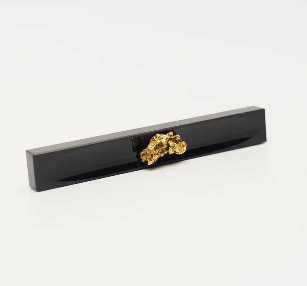 Antique 19th century onyx bar pin with 18k gold n… - image 3