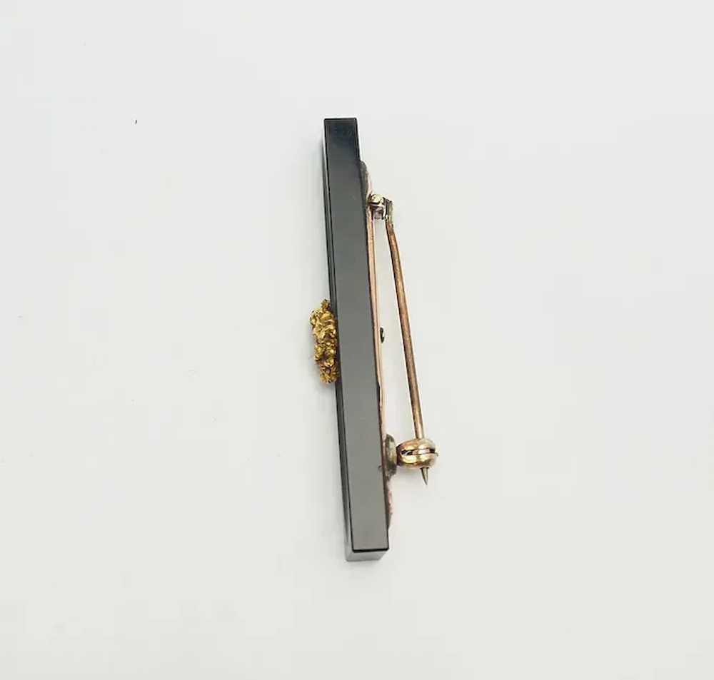 Antique 19th century onyx bar pin with 18k gold n… - image 4