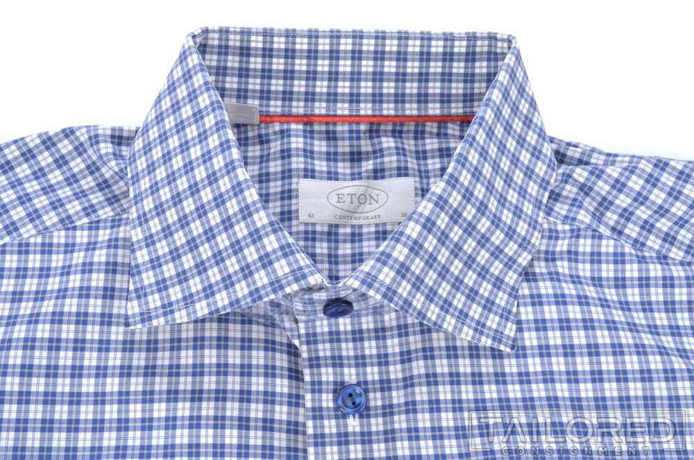 ETON Blue Check 100% Cotton Mens Luxury Contempor… - image 4