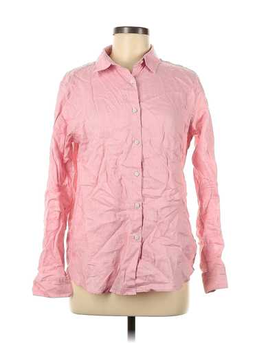 Uniqlo Women Pink Long Sleeve Button-Down Shirt M