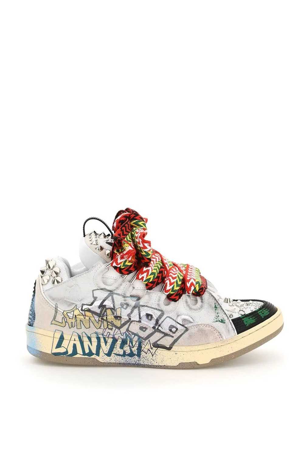 Lanvin Graffiti Print Curb Sneakers in Multicolor - image 1