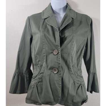 Other Live A Little Army Green 2 Button Ruffled Sl