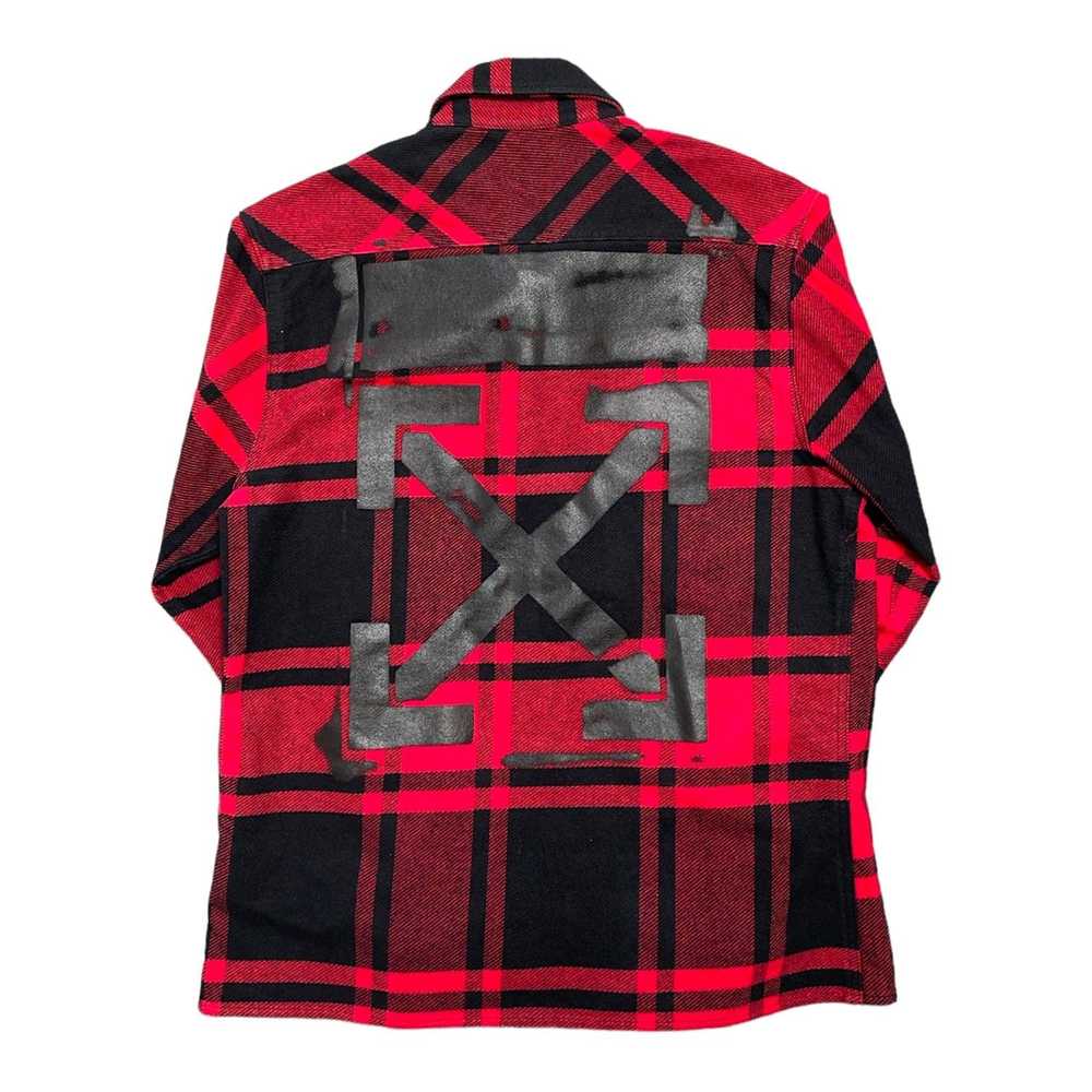 Off-White Diagonal Flannel Shirt Red Black - image 2