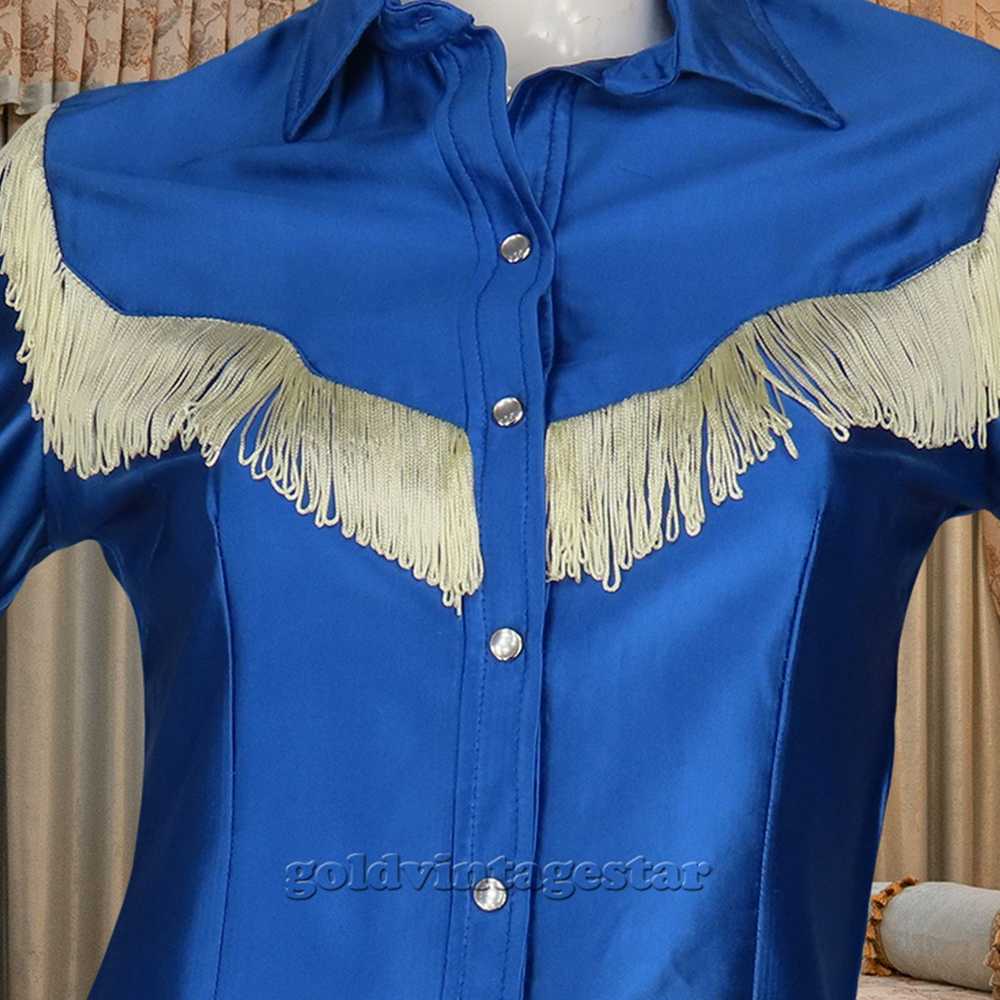 Other Vintage H Bar C Fringe Western Snap Shirt M - image 11