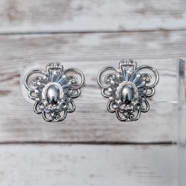 Vintage Vintage Screw On Earrings Fancy Ornate Si… - image 1