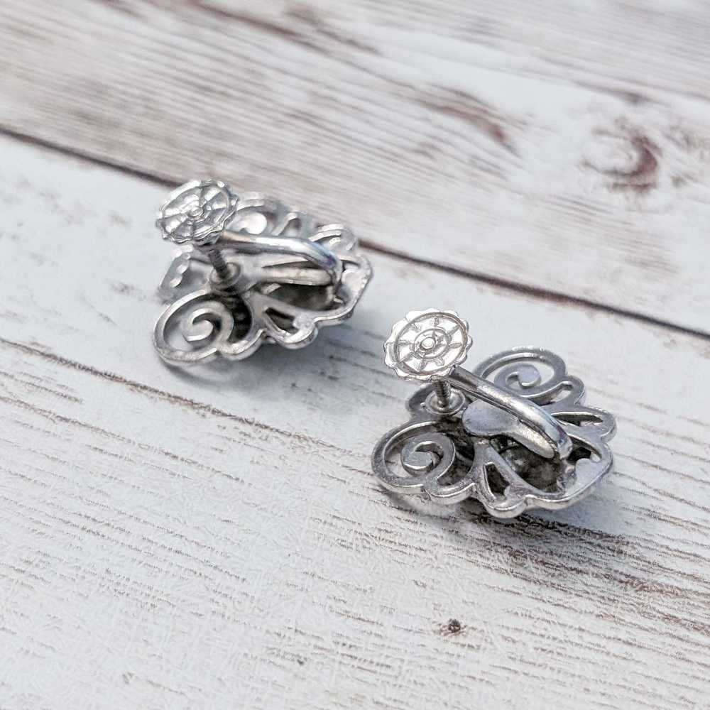 Vintage Vintage Screw On Earrings Fancy Ornate Si… - image 6