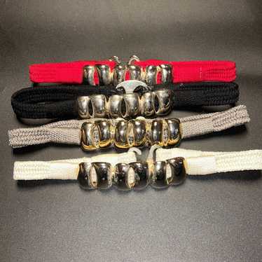 Other Set of 4 Red Black White Brown Gold-Tone Ha… - image 1