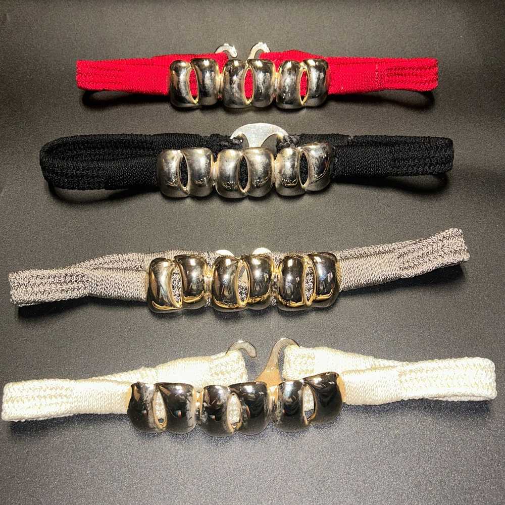 Other Set of 4 Red Black White Brown Gold-Tone Ha… - image 2