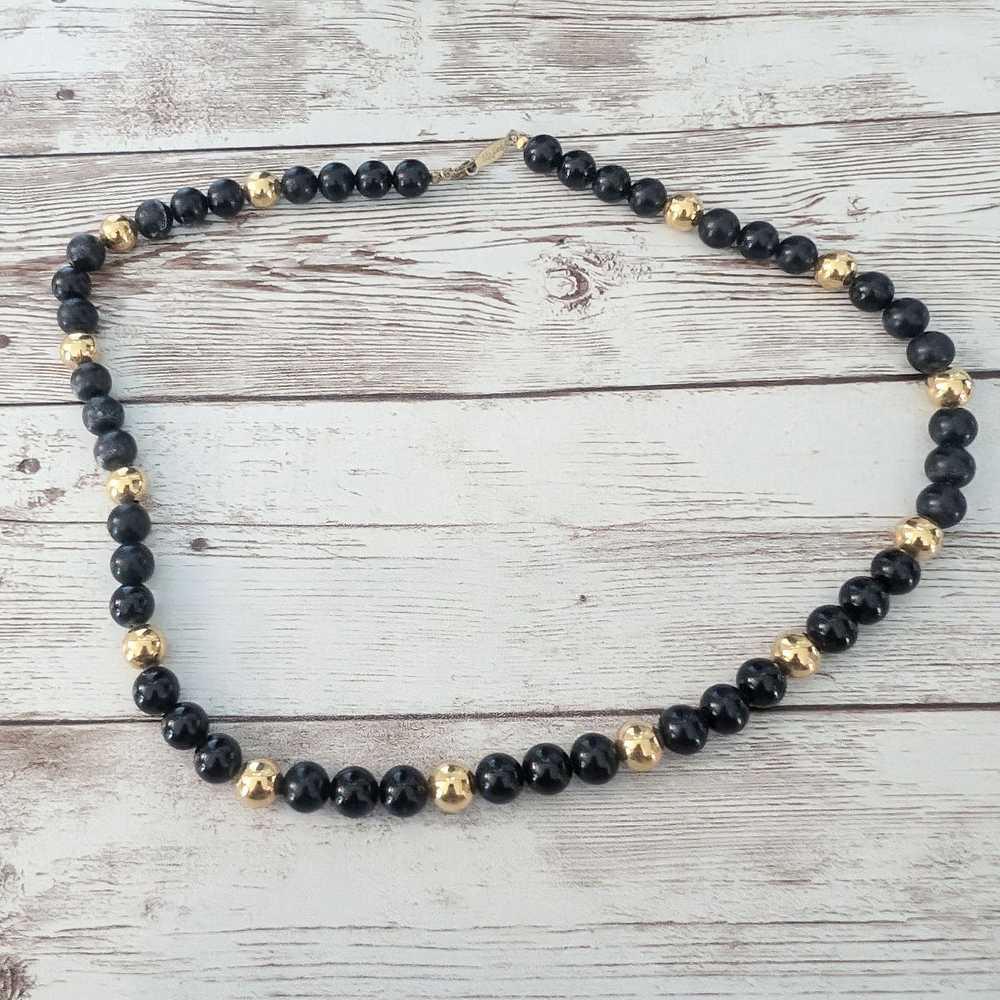 Other Vintage Napier Necklace Black & Gold Tone - image 2