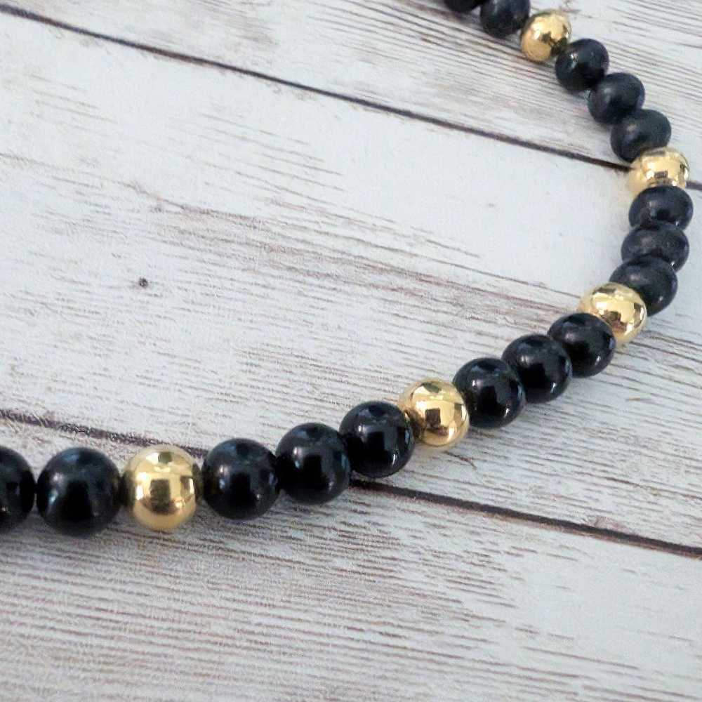 Other Vintage Napier Necklace Black & Gold Tone - image 4