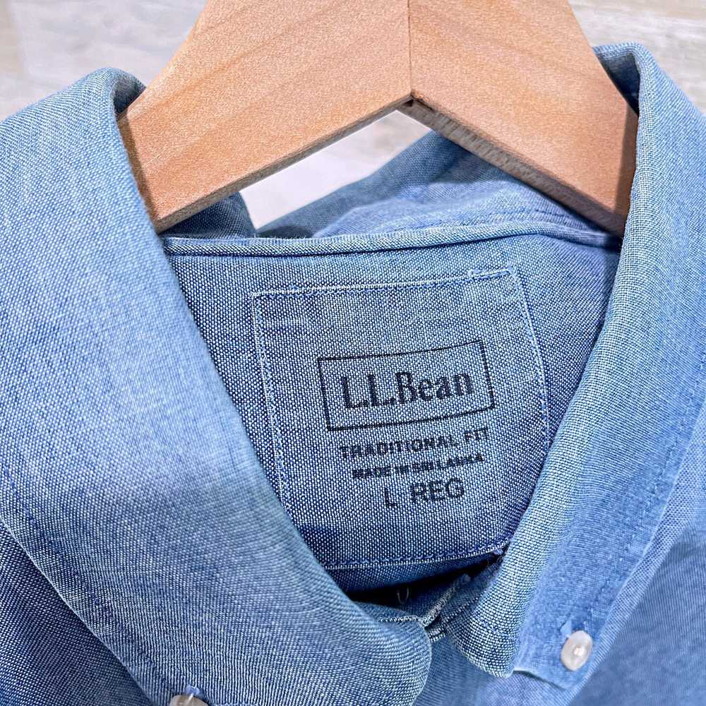 L.L. Bean LL Bean Traditional Indigo Chambray Shi… - image 5