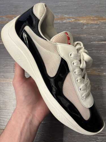 Prada Americas Cup Black White Patent Size 12