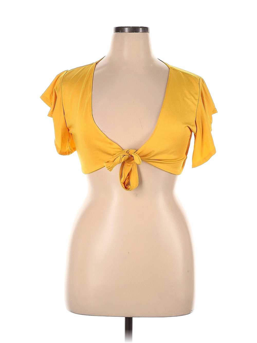 ChicMe Women Yellow Short Sleeve Top XL - image 1